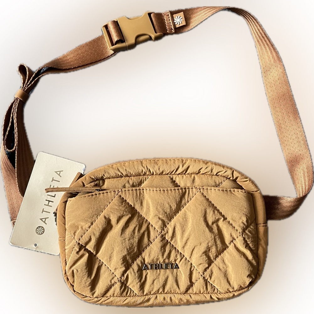 Athleta Quilted Brown Waist Bag